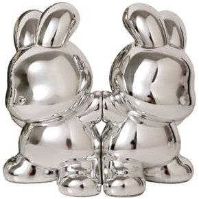 HGTYDV2 Serre-Livres décoratifs en Forme de Lapin Mignon, 1 Paire de Sculptures de Lapin, Serre-Livres en résine, Figurines d'animaux, Supports, Organisateur, Support de Livre antidérapant