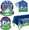 Fußball-Party-Dekorationen, 61 Stück Fußball Geburtstag Party-Dekorationen mit Papier-Platten Servietten Fußball-Tischdecke für Männer Jungen Fußball-Thema Party Supplies Serves 20