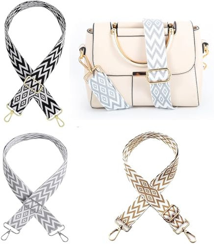 3 Stück Bunt Taschengurt, Breiter Taschengurt, Umhängegurt für Taschen, Taschenband, für Kuriertaschen, Kamerataschen, Umhängetaschen, Laptoptaschen, Handtaschen