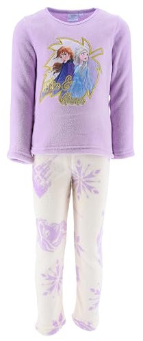 Frozen Disney - Pigiama da bambina in pile con motivo Elsa e Anna, Lilla, 128