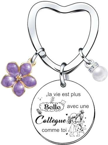 QTZXZX Cadeau Collègue Porte-clés, Anniversaire Femme Homme,Porte-clés d'amitié,Cadeau de Retraite,Collègue Depart Collegue de Travail Porte Clés Personnalisé Idee Amie (15)