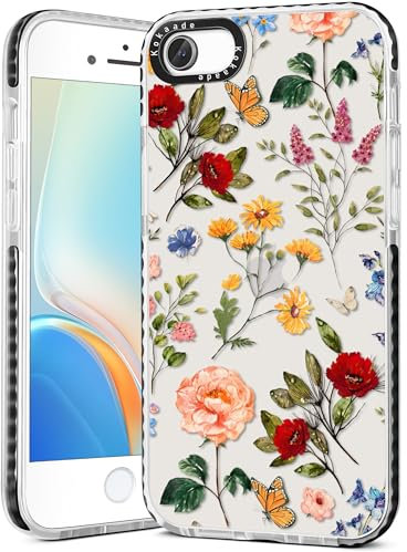 Kokaade for iPhone 7/8/SE Case for Women Girls - Cute Kawaii Retro Flower Design Fashion Phone Cover Girly TPU Funda for iPhone 7/8/SE