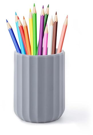 WJUAN Porte Stylo Bureau, Silicone Pot à Crayon Bureau, Gris, Style Géométrique, pour Stocker Papeterie, Cosmétiques, L'organisation