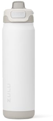 ZULU Powerfill Pro 24oz Stainless Steel Water Bottle with Quick Fill Lid, Triple Walled Vacuum Insulated Metal, Leak Proof Locking Lid, Sip and Chug, Reusable BPA Free, White