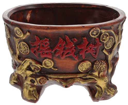 Sosoport Retro Blumentopf Keramik Übertopf für Geldbaum Heimdekoration Handwerk Roter Ton