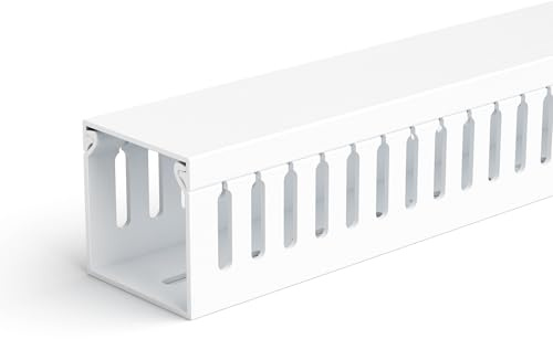 ZhiYo 2x2in Professional Server Rack Cable Management Raceway, 6.6ft (2 x 3.3ft) Cable Raceway Kit, Electrically Safe PVC Open Slot Wire Cover, Cord Hider for Under Desk/Computer/Network Cords White