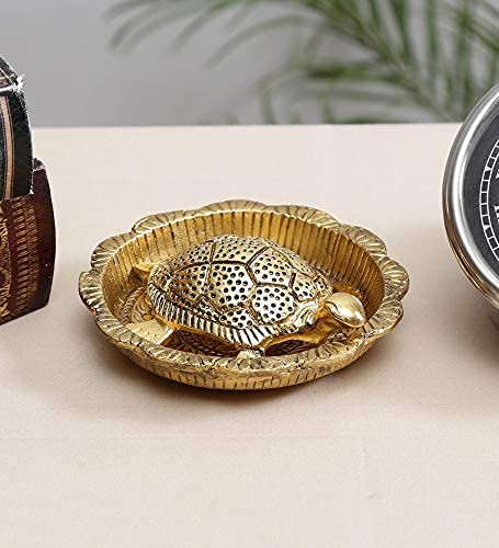 Swadeshi Desire Schildkröten-Teller für Vastu, Feng Sui, Kachua, Yantra für Glück, Feng Shui-Schildkröte auf Teller, Schaustück für Glück, Schildkröte, Vastu, Geschenk für Karriere und Glück,