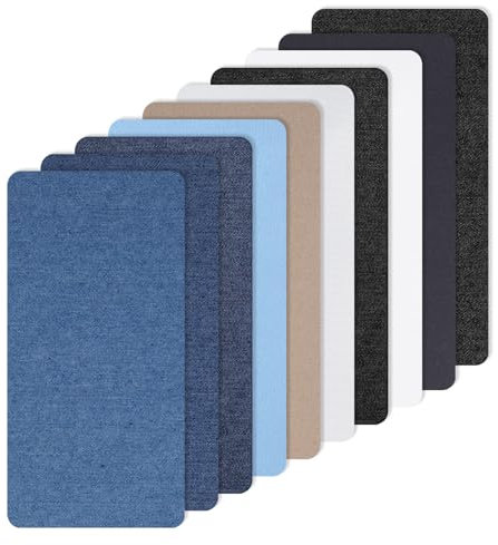 10 Pcs Denim Patches, Jeans Patches Denim Fabric Iron Patch Sewing Products for Inside Jeans Inside Thigh Clothes Ripped Jean Jackets Clothing Repair 7.9 * 4 in (10 Color)
