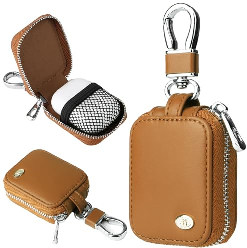Fofvccv Custodia per Auricolari Portatile in Cerniera, portachiavi - Brown | PU Pelle Box porta cuffie In-Ear per Auricolare e Piccoli Oggetti Portamonete Compatibile con AirPods 4 1 2 3 Pro
