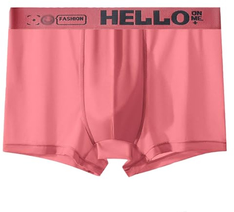 Sous-vêtements en satin pour homme - Soie glacée - Sans coutures - Respirant - Tendance - Boxer pour homme - Microfibre, Rose, L