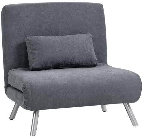 HOMCOM Schlafsessel 3-in-1 Klappbar mit Bettfunktion 120 kg Dunkelgrau