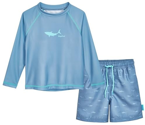 Playshoes Jungen Zweiteiler Lang Rash-Guard-Set, Hai Blau Langarm, 122-128