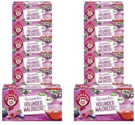 TEEKANNE Bio Genussgarten Holunder Waldbeere – fruchtiger Bio-Früchtetee mit Holunder & Waldbeeren | natürlich & aromatisch12er Pack (12x36g)