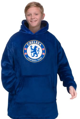 Chelsea Kids Oversized Hoodie Blanket Sherpa Fleece Lined Official Football