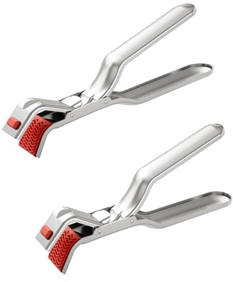 Anti-Scald Bowl Clip For Kitchen, 2 Pack Stainless Steel Hot Bowl Dish Plate Gripper Clips Tongs Clamp Holder for Moving Hot Plate Bowls Pizza Pan with Food Out from Microwave Oven Air Fryer