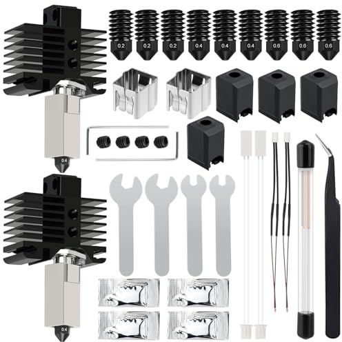 YOTINO 60 Stück X1C Hotend Komplett-Set für 3D-Drucker X1/X1C mit 0,2/0,4/0,6 mm Hardened Steel, Silikon Socke,Thermistor, Reinigungsnadeln