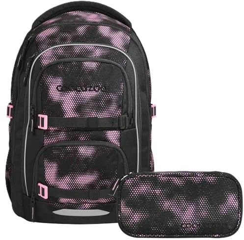 Coocazoo Porter Laser Lights Schulrucksack Set 2tlg. inkl. Schlamperbox (Pink Illusion)