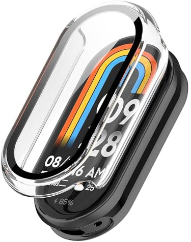 Techsuit für Xiaomi Mi Band 9 und 9 NFC Hülle und Displayschutz mit Gehärtetem Glas, HD Klarheit, Volle Abdeckung, Kratzschutz, Schlankes Design, Defense360 Pro, Transparent