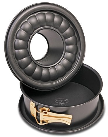 Dr. Oetker Springform mit Flach- und Rohrboden Ø 18 cm, Kuchenform mit Flachboden, runde Backform aus Stahl mit Antihaftbeschichtung (Farbe: schwarz), Menge: 1 Stück