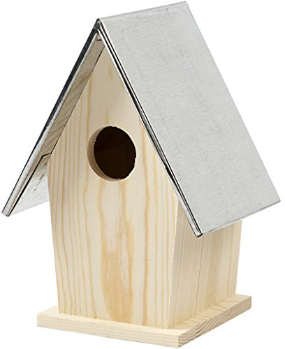 Creativ 577310 Vogelhäuschen, Holz, mit abnehmbarem Zinkdach, 13,5 x 11 x 19 cm, Kiefer