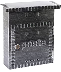 Domus 2201 Cassetta Postale in Ferro Battuto, Nero Spazzolato