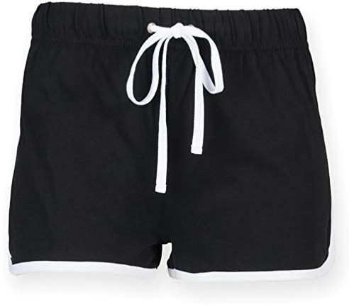 Skinni Fit Womens/Ladies Retro Training / Fitness Sports Shorts (XL) (Black/ White)