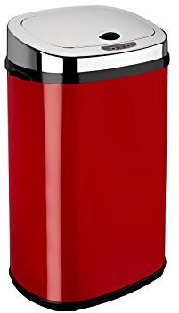 Rect 30L Stainless Steel Auto Sensor Kitchen Waste Dust Bin Automatic Motor RED