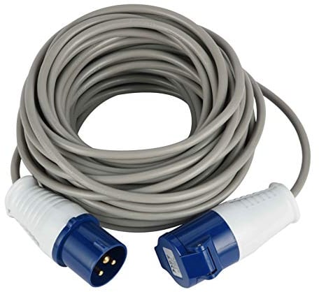 Electraline 46147 Prolunga 10 mt Presa Industriale IEC Spina a 3 Poli Adatta per Camper, Campeggio, Caravan, Barca, Cantiere-Grigio, M