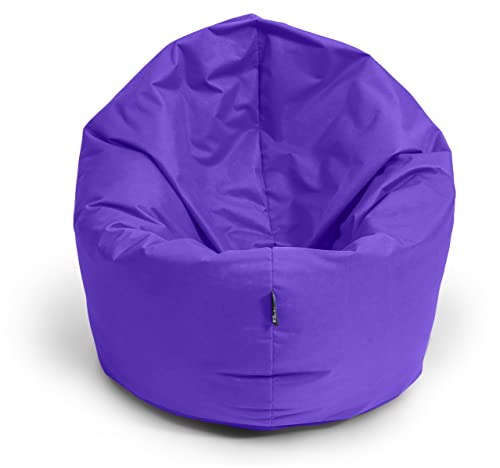 BuBiBag Sitzsack für Kinder und Jugendliche - Indoor Outdoor Bodenkissen, Sitzkissen oder als Gaming Sitzsack, geliefert mit Füllung (100 cm Durchmesser, lila)
