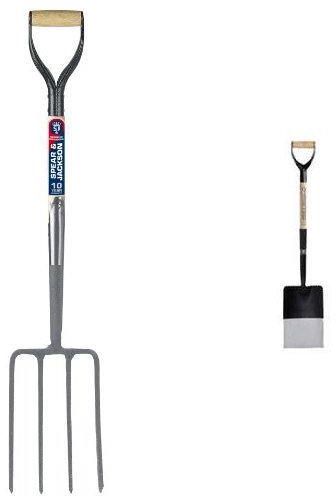 Spear & Jackson Neverbend Professional Digging Fork 1570AL & Neverbend Professional Treaded Digging Spade 1071AL Bundle