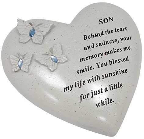 David Fischhoff Son Memorial Butterfly Heart with Gems, Cream