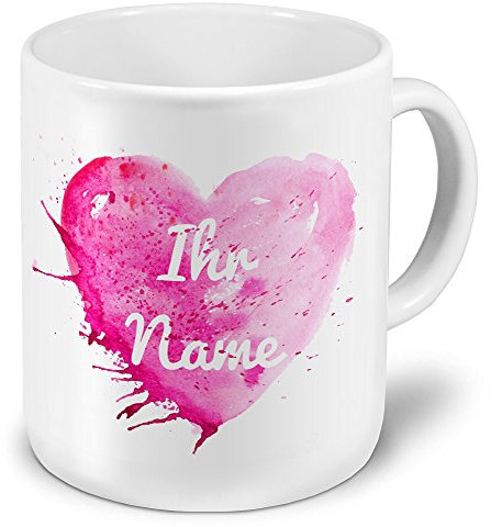 printplanet XXL Riesen-Tasse mit Namen personalisiert - Motiv Painted Heart - individuell gestalten - Namenstasse, Kaffeebecher, Becher, Mug