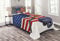 ABAKUHAUS amerikanisch Tagesdecke Set, USA-Flagge und Baseball, Set mit Kissenbezügen Waschbar, für Einzelbetten 170 x 220 cm, Rot Blau