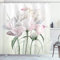 ABAKUHAUS Blume Duschvorhang, Rosa Rose Tulip Zusammenfassung, Stoffliches Gewebe Badezimmerdekorationsset mit Haken, 175 x 200 cm, Weiß