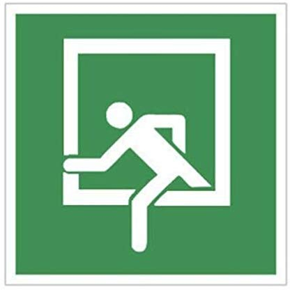 Aufkleber Rettungszeichen „Notausstieg“ Folie nach DIN 4844-2 D-E019 | 20x20 cm Made in Germany