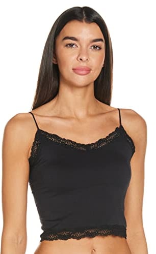 Only Onlvicky Lace Seamless Cropped Noos, Top Donna, Nero, S-M