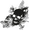 Skull Rose Aufkleber 59x58cm Sticker Dekor Folie Autoaufkleber Tattoo Old School KX039 (Schwarz Matt)