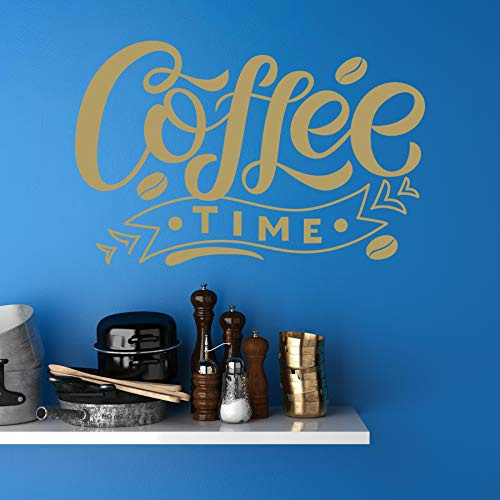 COFFEE TIME - Wandtattoo Sticker Aufkleber Kaffeezeit Kaffee Zeit (Gold, 50 x 32 cm)