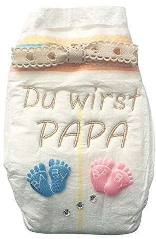 Tanjo Windel bestickt Du wirst Papa I 3 Hochwertige Swarovski Kristalle I Schwangerschaft mitteilen, Ich bin schwanger Geschenk, Schwangerschaft Überraschung, Geschenke zur Geburt