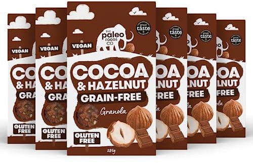 The Paleo Foods Co | Cocoa & Hazelnut Keto Granola | PLant Based Healthy Low Sugar Breakfast Cereal | 6 x 285G Pack