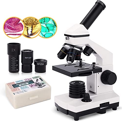 Mikroskop, zusammengesetztes Monokular-Mikroskop, 40 x 2000 x, für Kinder, Erwachsene und Studenten, präzise biologische Wissenschaft, Bildung mit Kits für Erwachsene