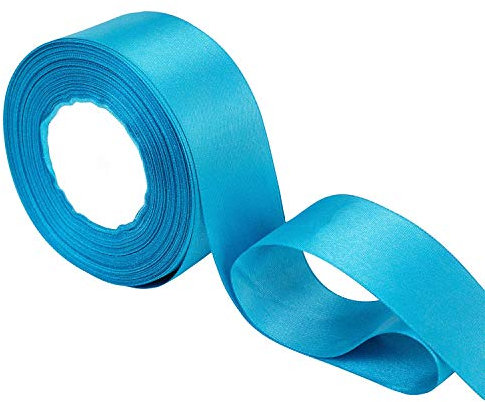 Trimming Shop Rouleau de ruban bleu turquoise 23 mm x 25 m – Satin double face coloré – 100% polyester – Pour emballage cadeau, décoration, arts et travaux manuels – Lavable en machine