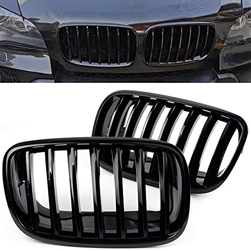 BILLDIO Kühlergrill für BMW X5 E70 X6 E71 2007-2014, schwarz, glänzend
