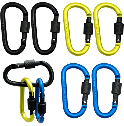 SZXMDKH 6 Stück Karabiner mit Schraubverschluss, Schlüsselanhänger Karabinerhaken Aluminium Schraubkarabiner für Camping, Angeln, Wandern oder Reisen, Bunt, 7.8cm