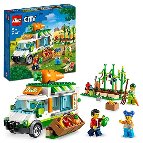 LEGO 60345 City Farmers Market Van, Toy Farm Shop with Food Truck, Veggie Patch, 3 Minifigures & Bunny Figure, Gift for Boys & Girls age 5 Plus Years Old
