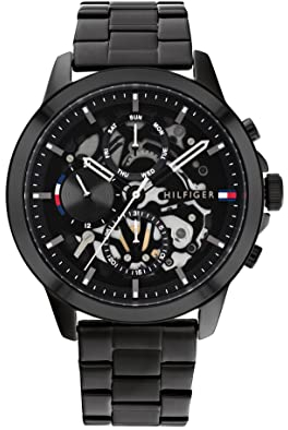 Tommy Hilfiger Multi Zifferblatt Quarz Uhr für Herren mit Schwarzes Edelstahlarmband - 1710478