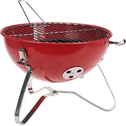 GABZ Portable BBQ Kettle | Outdoor Barbeque Grill For Picnics, Backyard Parties Patio & Porch | Round 31cm Grill For Camping (Red 37cm)