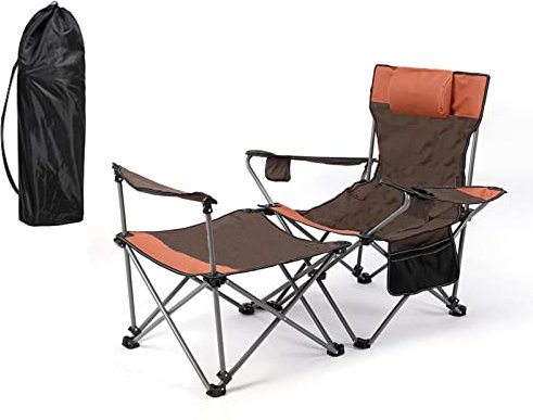 Yadlan Chaise Pliante Camping Car, Chaise De Peche De Luxe, Confortable Chaises De Camping Chaises De Camping avec Repose-Pieds, Legere Chaise De Plage avec Deux Porte-Gobelets