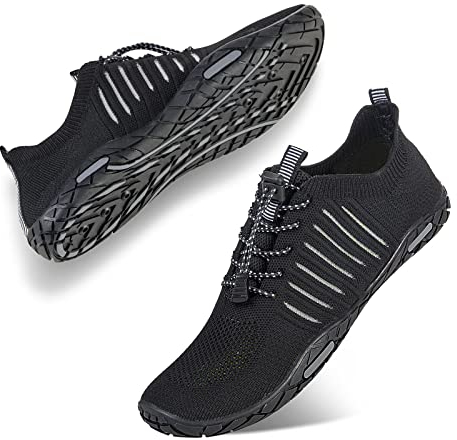 Badeschuhe Herren Damen Barfußschuhe Wasserschuhe Schwimmschuhe Strandschuhe für Surfen,Tauchen,Bootfahren,Gymnastik Fitness (Schwarz, 43EU)