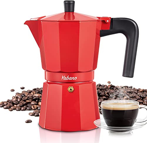 Yabano Stovetop espresso maker, 9 cup coffee maker, italian coffee maker for gas or electric ceramic stove, italian coffee maker for cappuccino or latte